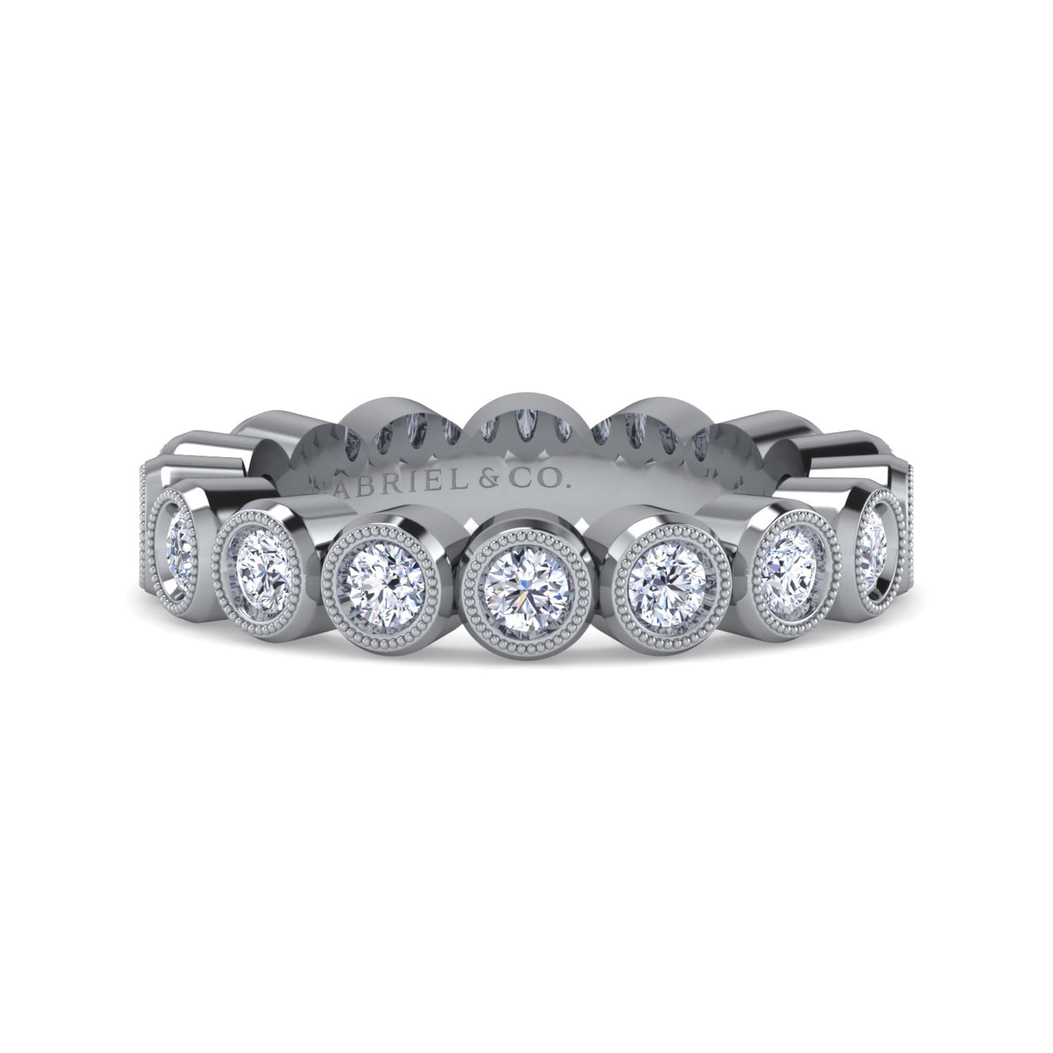 Eternity Band Wedding Ring in 14k White Gold with Round Natural Diamond at Gabriel & Co. - Shot 1