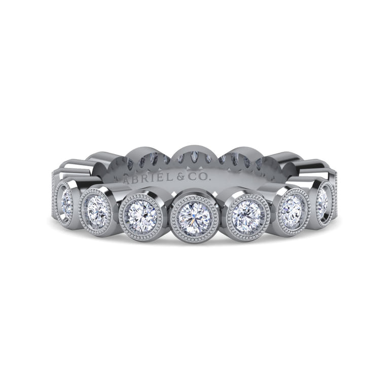 Eternity Band Wedding Ring in 14k White Gold with Round Natural Diamond at Gabriel & Co. - Shot 1