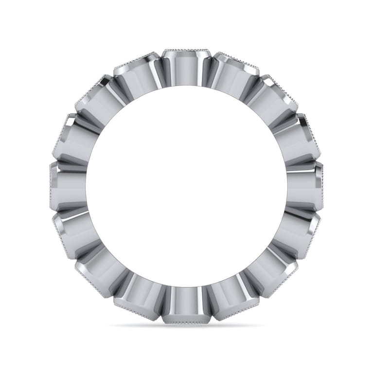 Eternity Band Wedding Ring in 14k White Gold with Round Natural Diamond at Gabriel & Co. - Shot 2