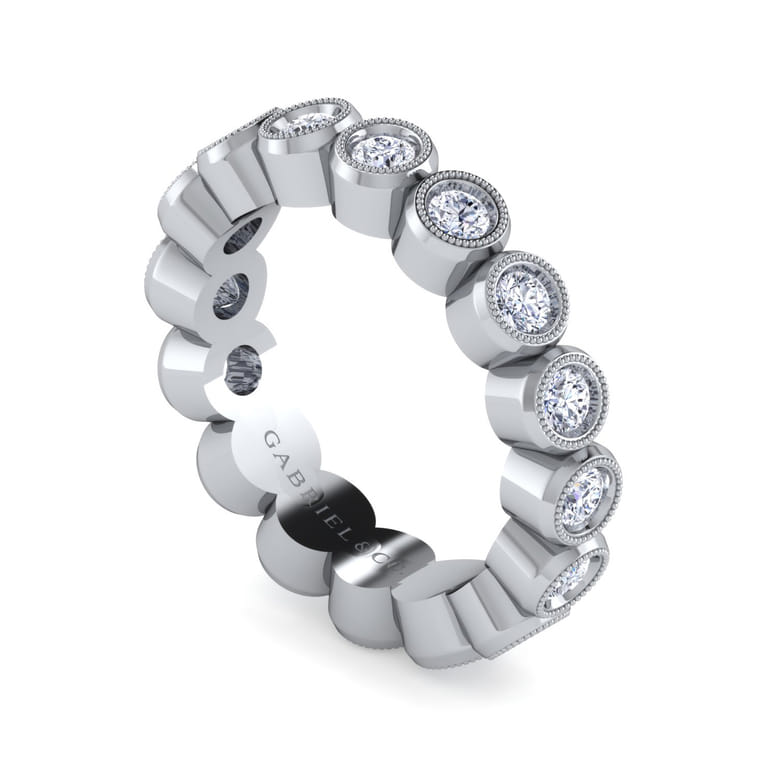 Eternity Band Wedding Ring in 14k White Gold with Round Natural Diamond at Gabriel & Co. - Shot 3