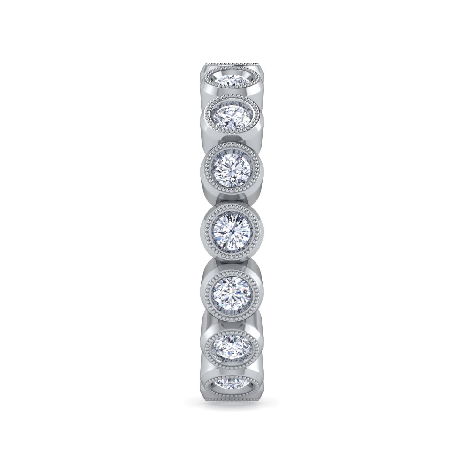 Eternity Band Wedding Ring in 14k White Gold with Round Natural Diamond at Gabriel & Co. - Shot 4