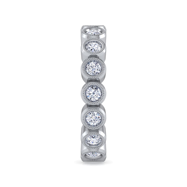 Eternity Band Wedding Ring in 14k White Gold with Round Natural Diamond at Gabriel & Co. - Shot 4