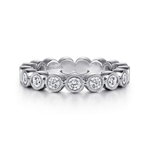 Athens - Vintage Inspired 14K White Gold Bezel Set Diamond Eternity Band