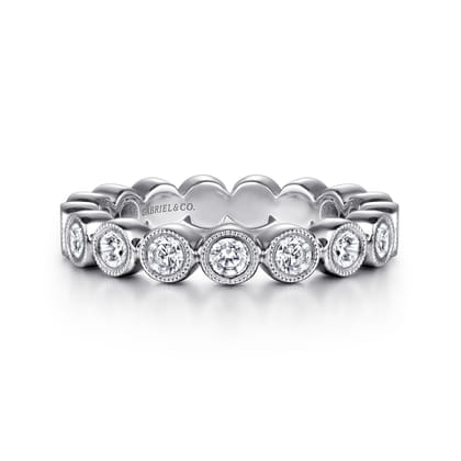 Athens - Vintage Inspired 14K White Gold Bezel Set Diamond Eternity Band