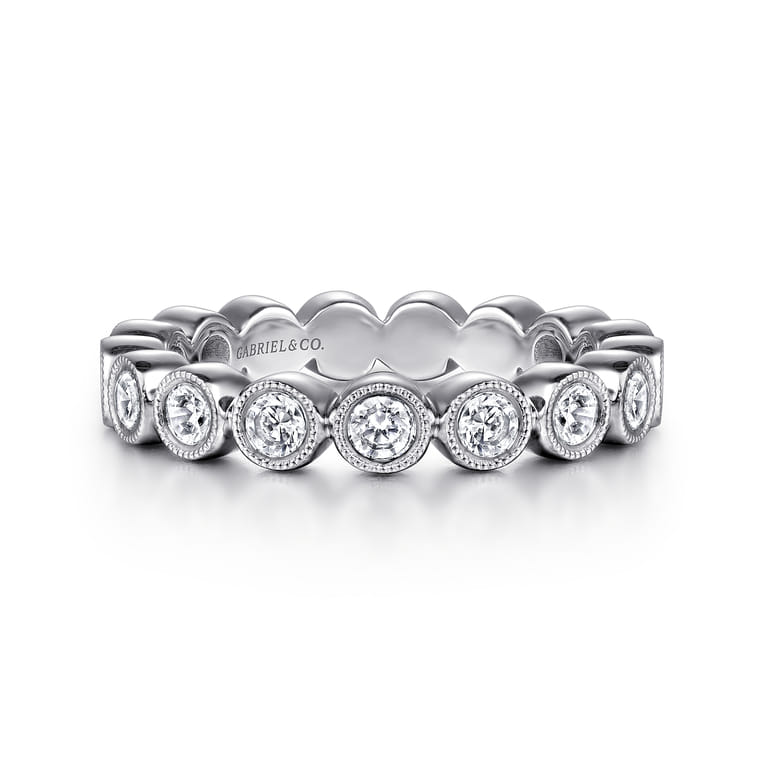 Eternity Band Wedding Ring in 14k White Gold with Round Natural Diamond at Gabriel & Co. - Shot 1