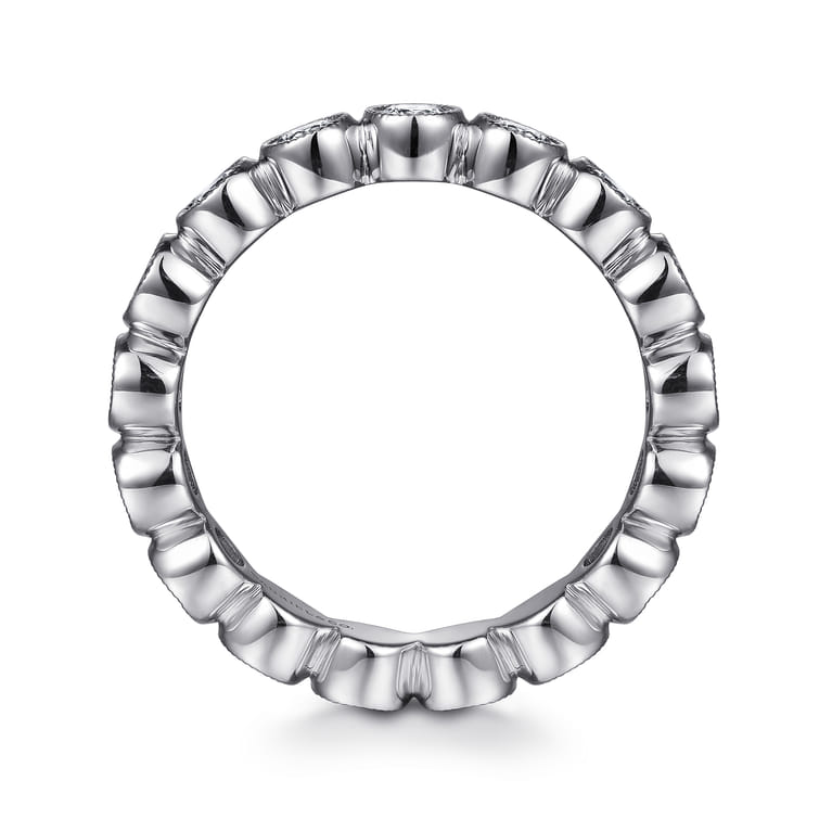 Eternity Band Wedding Ring in 14k White Gold with Round Natural Diamond at Gabriel & Co. - Shot 2
