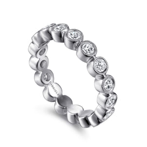 Athens - Vintage Inspired 14K White Gold Bezel Set Diamond Eternity Band
