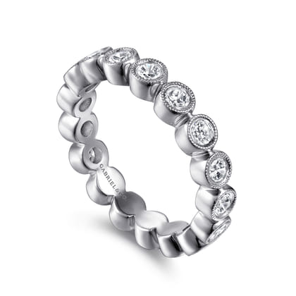 Athens - Vintage Inspired 14K White Gold Bezel Set Diamond Eternity Band