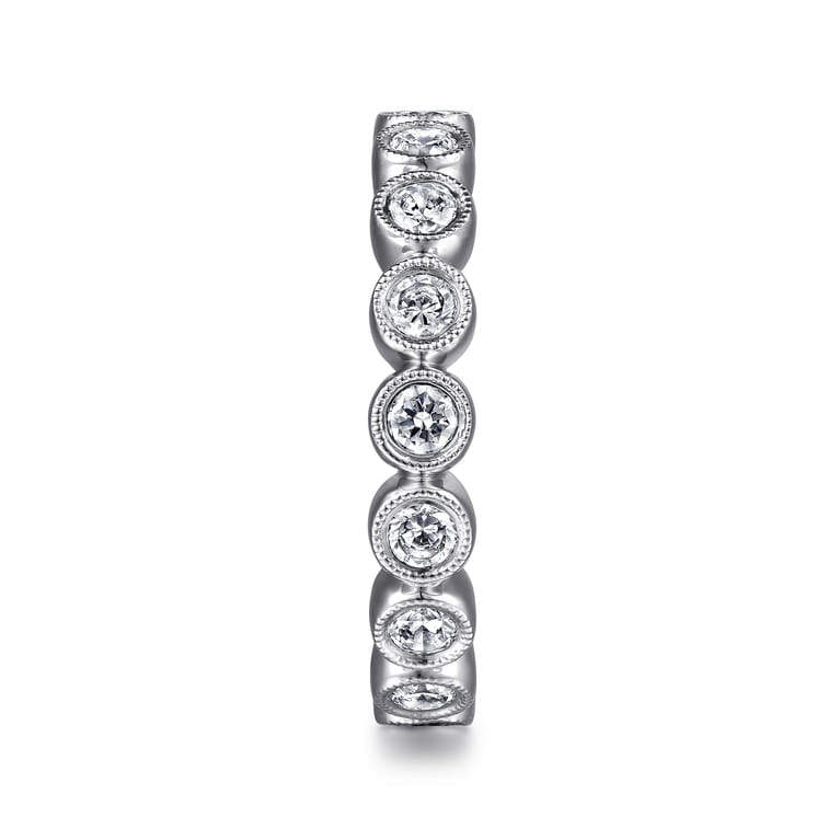 Eternity Band Wedding Ring in 14k White Gold with Round Natural Diamond at Gabriel & Co. - Shot 4