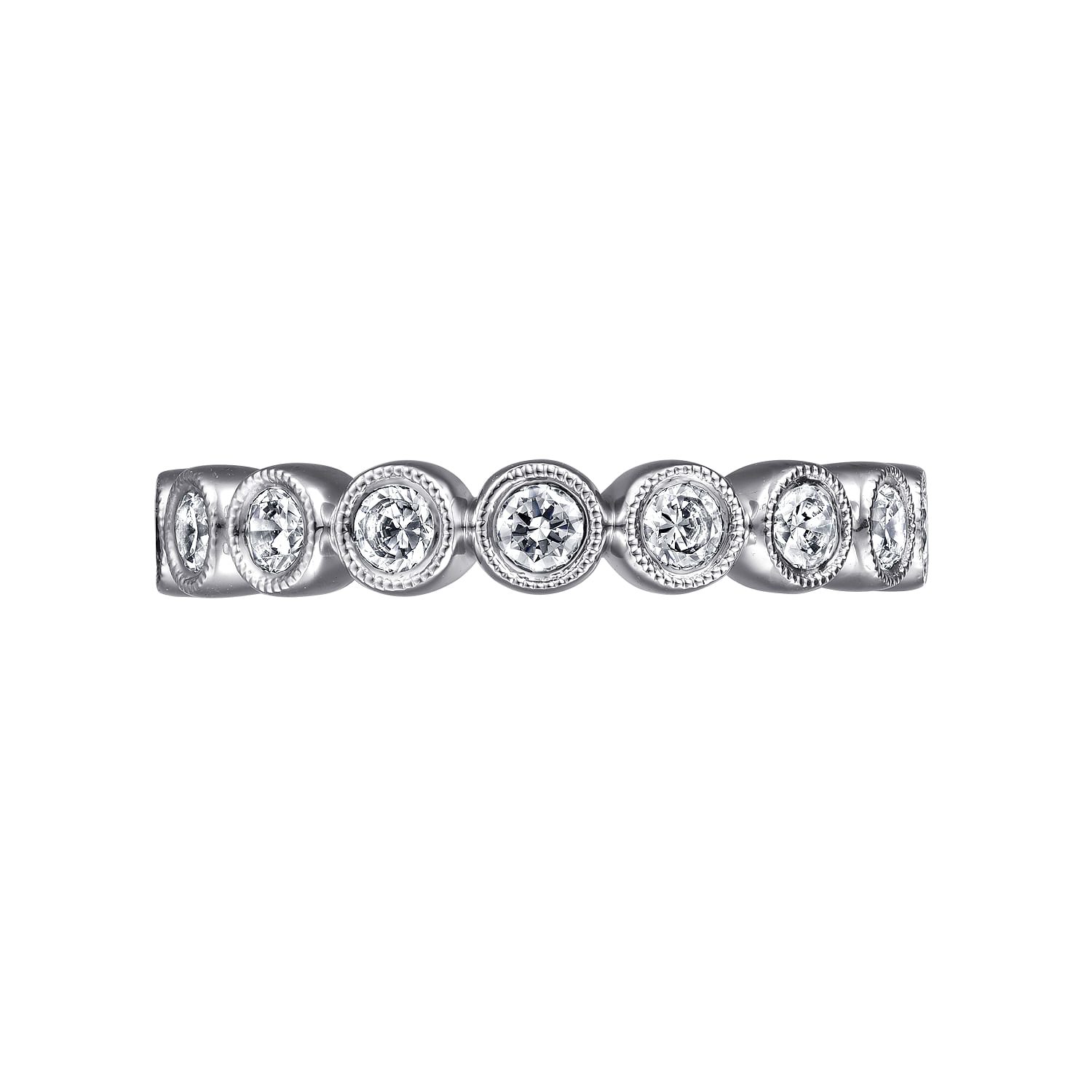 Athens - Vintage Inspired 14K White Gold Bezel Set Diamond Eternity Band