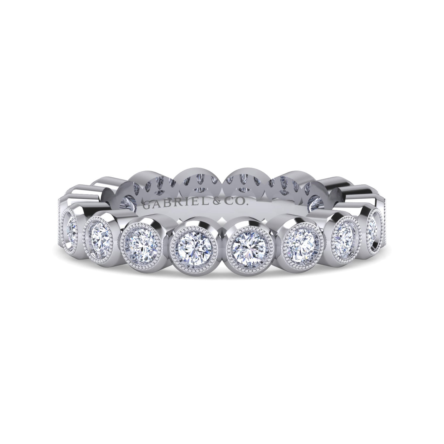 Eternity Band Wedding Ring in 14k White Gold with Round Natural Diamond at Gabriel & Co. - Shot 1