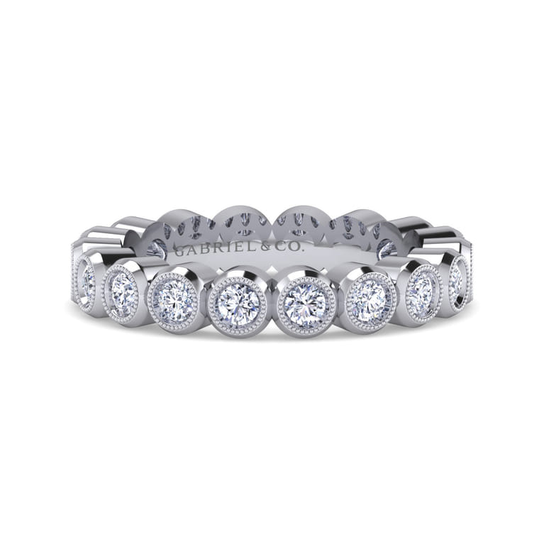 Eternity Band Wedding Ring in 14k White Gold with Round Natural Diamond at Gabriel & Co. - Shot 1