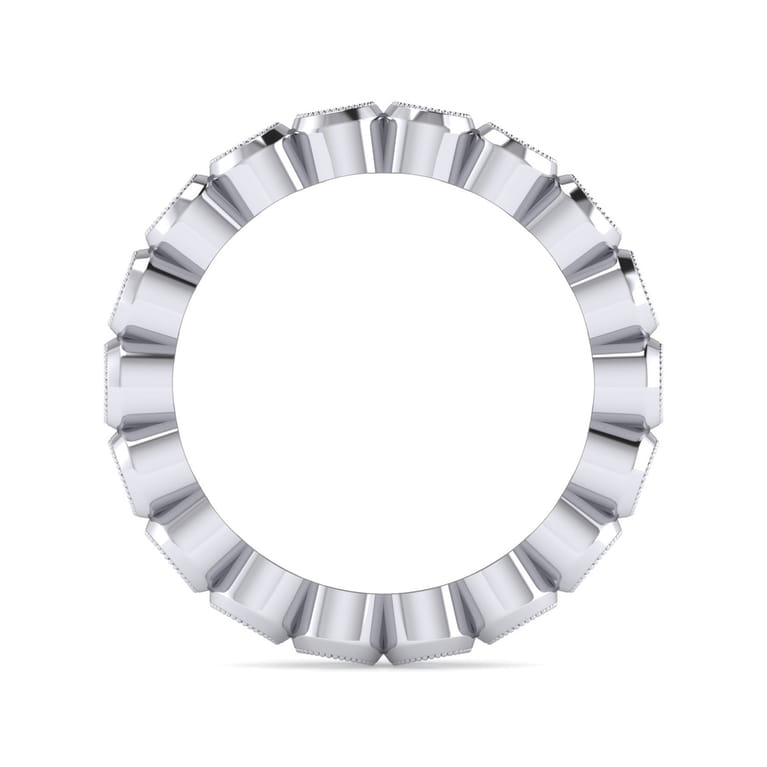 Eternity Band Wedding Ring in 14k White Gold with Round Natural Diamond at Gabriel & Co. - Shot 2