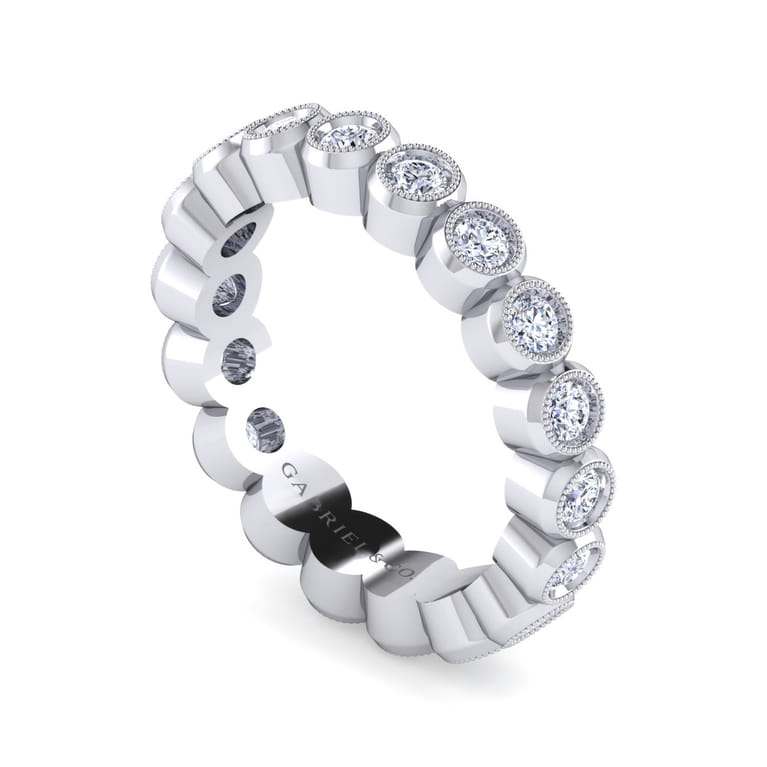 Eternity Band Wedding Ring in 14k White Gold with Round Natural Diamond at Gabriel & Co. - Shot 3