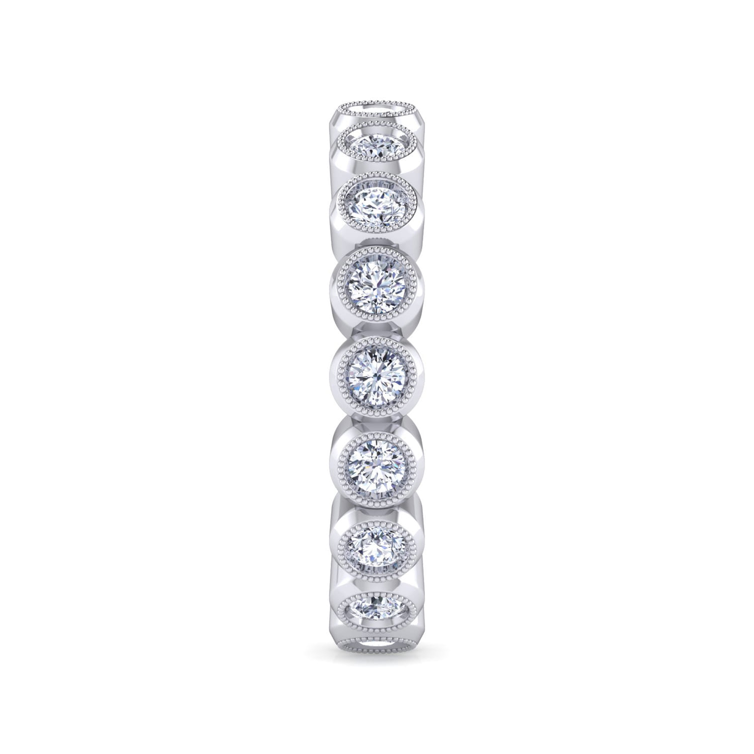 Eternity Band Wedding Ring in 14k White Gold with Round Natural Diamond at Gabriel & Co. - Shot 4