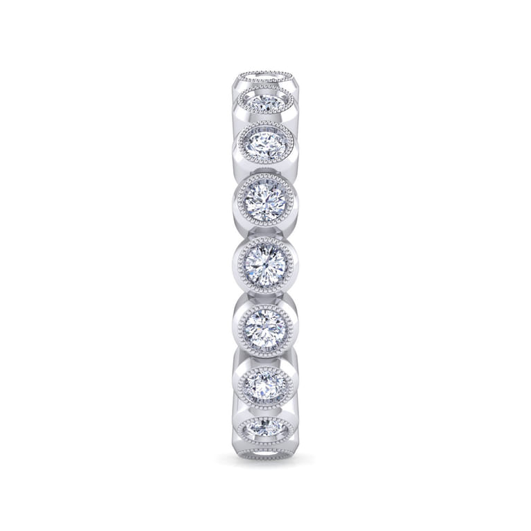 Eternity Band Wedding Ring in 14k White Gold with Round Natural Diamond at Gabriel & Co. - Shot 4