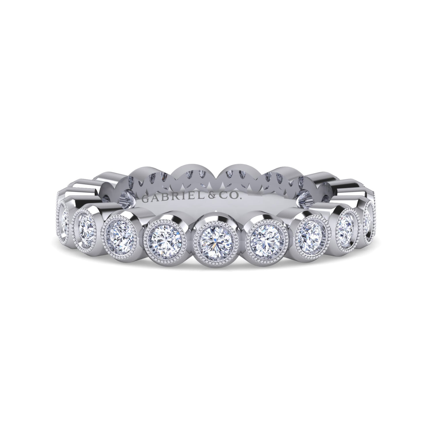 Eternity Band Wedding Ring in 14k White Gold with Round Natural Diamond at Gabriel & Co. - Shot 1