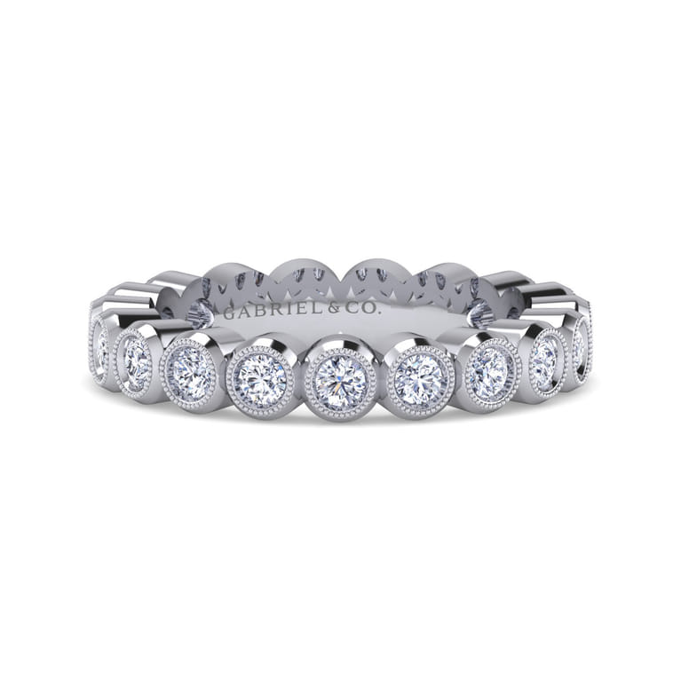 Eternity Band Wedding Ring in 14k White Gold with Round Natural Diamond at Gabriel & Co. - Shot 1