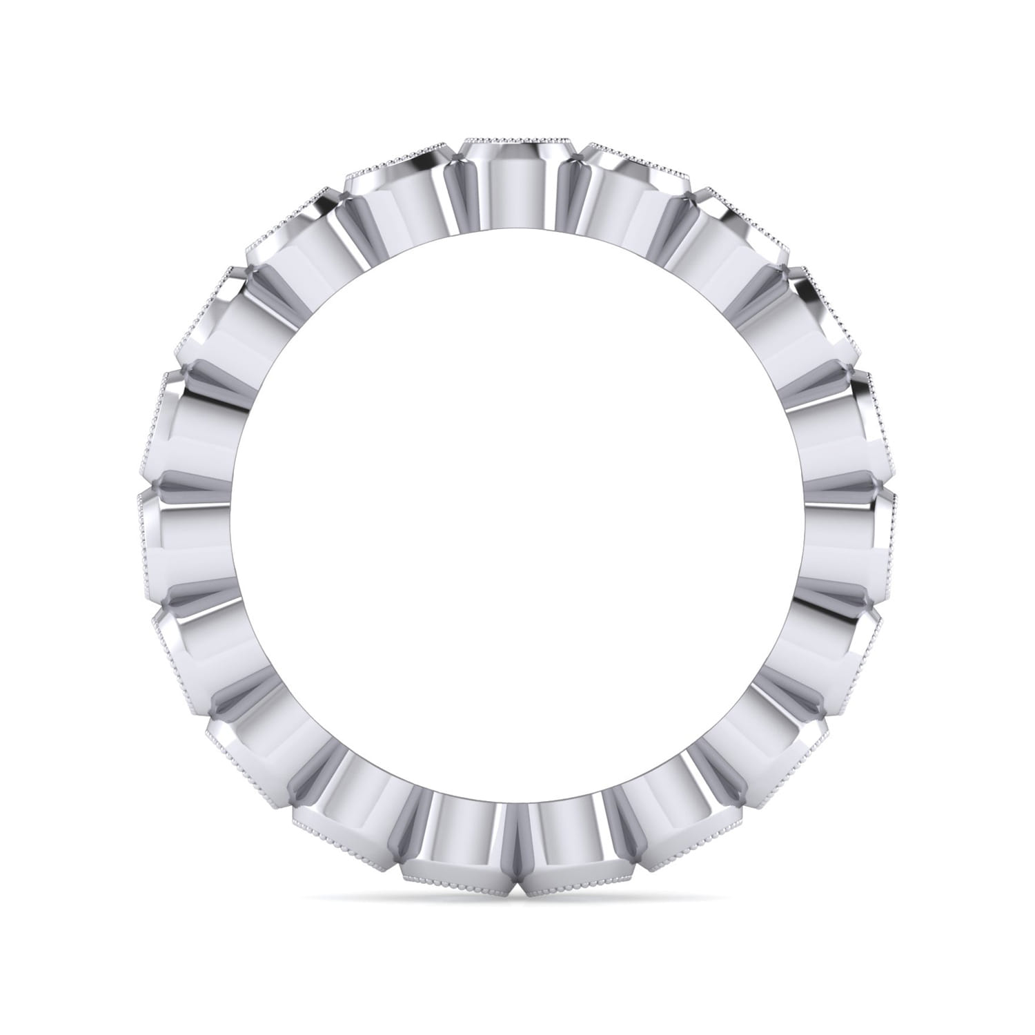 Eternity Band Wedding Ring in 14k White Gold with Round Natural Diamond at Gabriel & Co. - Shot 2