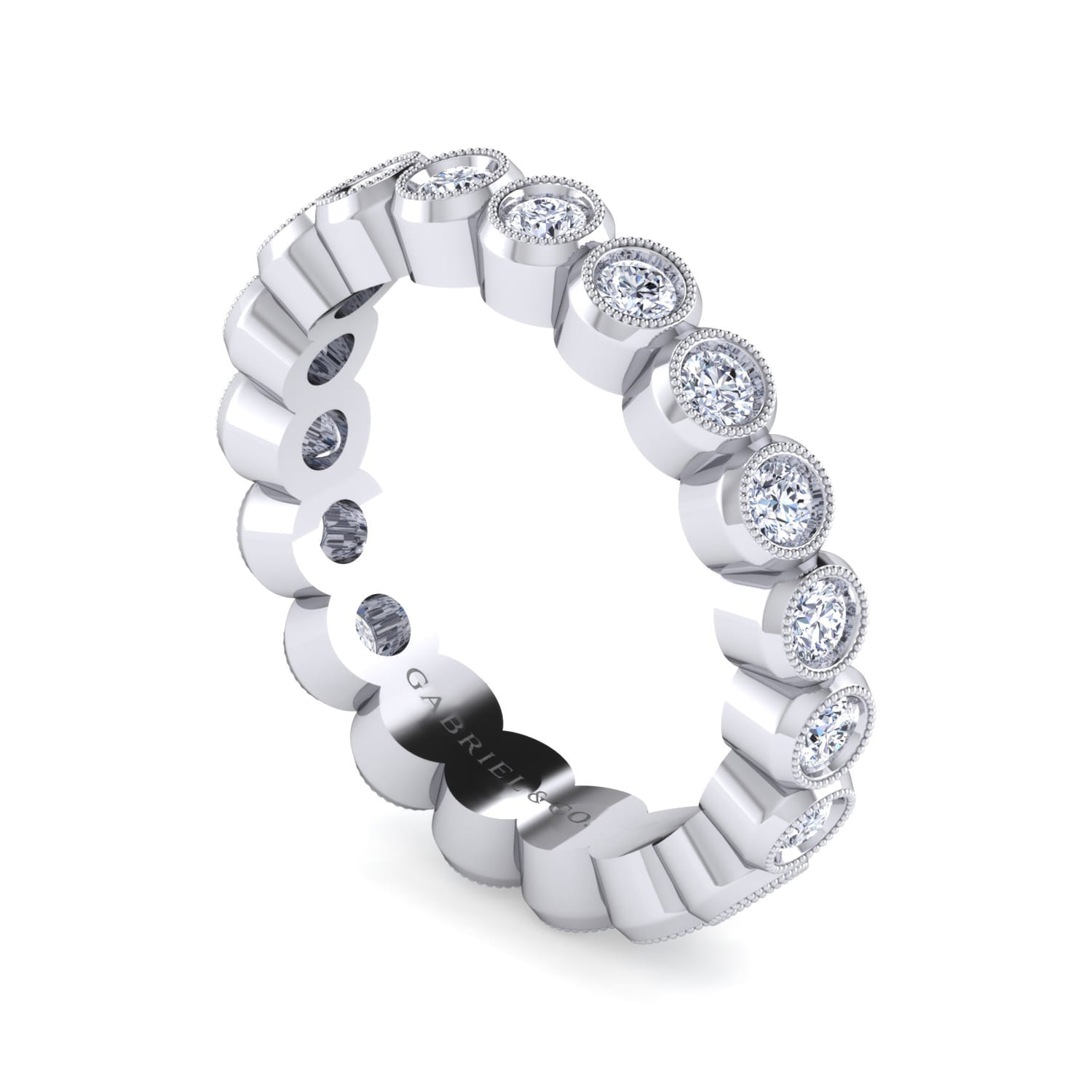 Eternity Band Wedding Ring in 14k White Gold with Round Natural Diamond at Gabriel & Co. - Shot 3