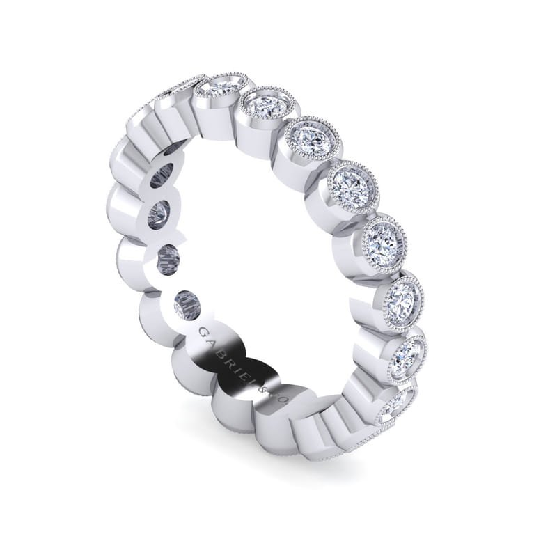 Eternity Band Wedding Ring in 14k White Gold with Round Natural Diamond at Gabriel & Co. - Shot 3