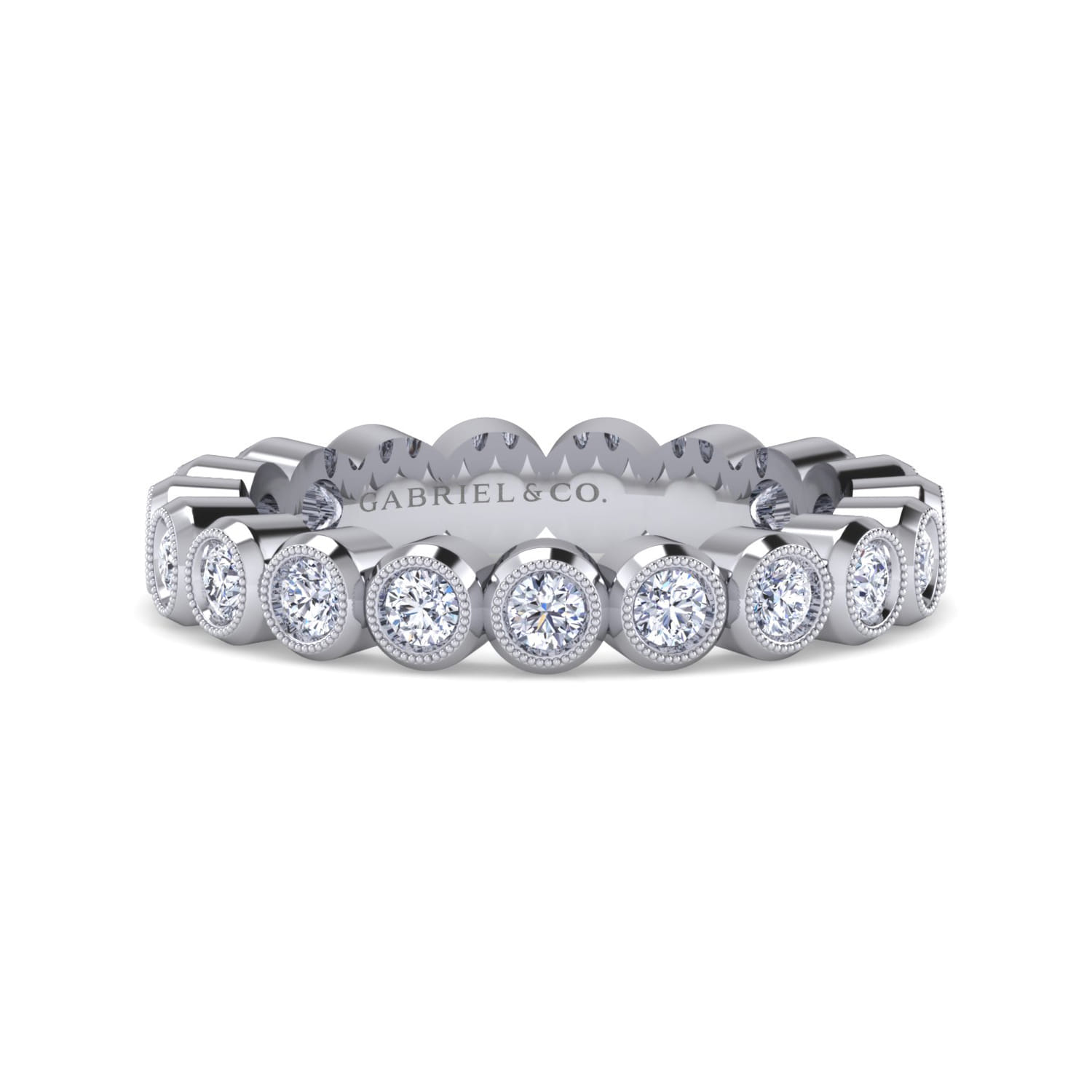 Eternity Band Wedding Ring in 14k White Gold with Round Natural Diamond at Gabriel & Co. - Shot 1