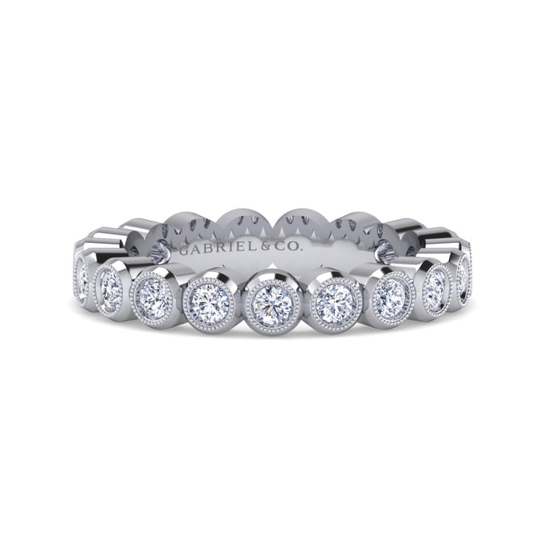 Eternity Band Wedding Ring in 14k White Gold with Round Natural Diamond at Gabriel & Co. - Shot 1