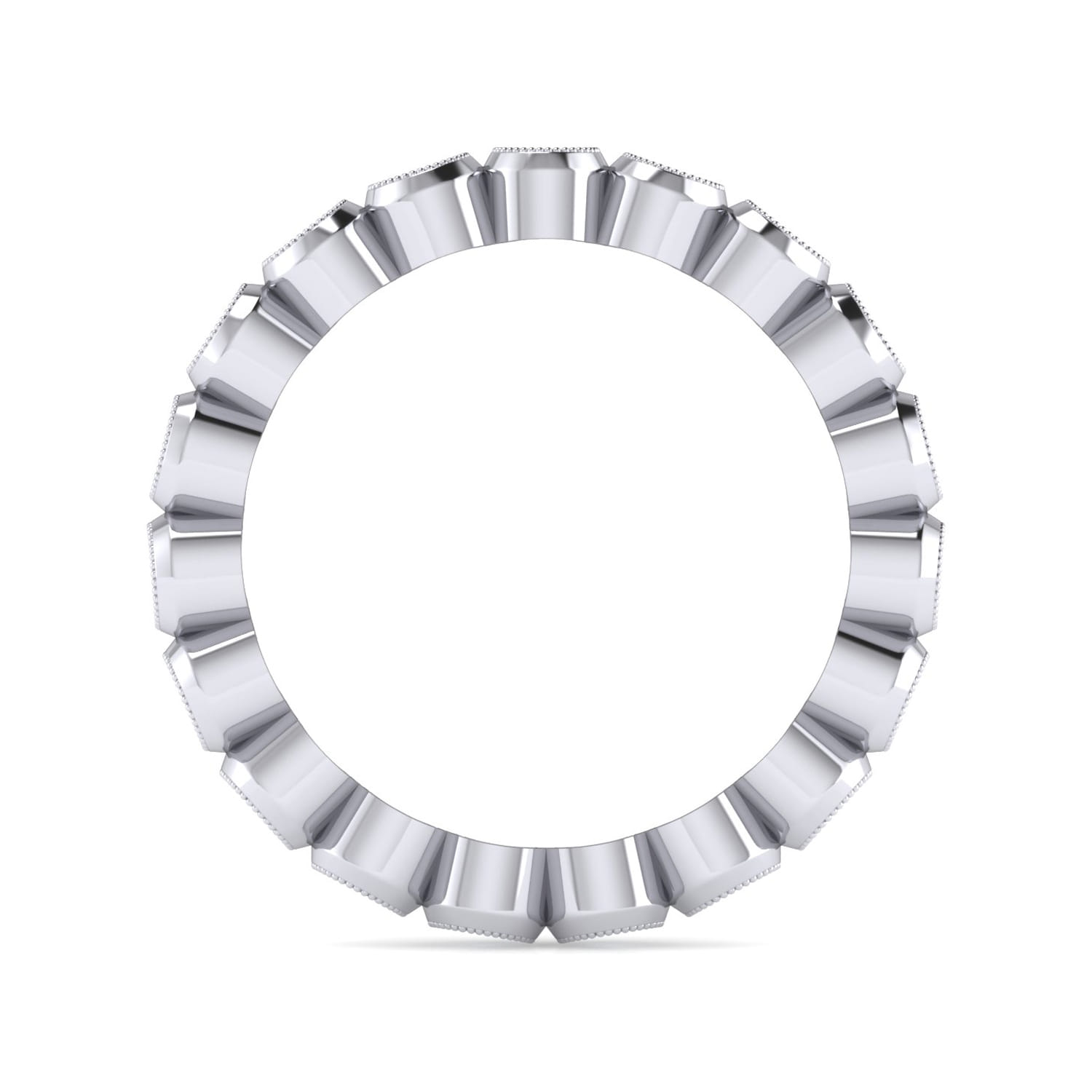 Eternity Band Wedding Ring in 14k White Gold with Round Natural Diamond at Gabriel & Co. - Shot 2