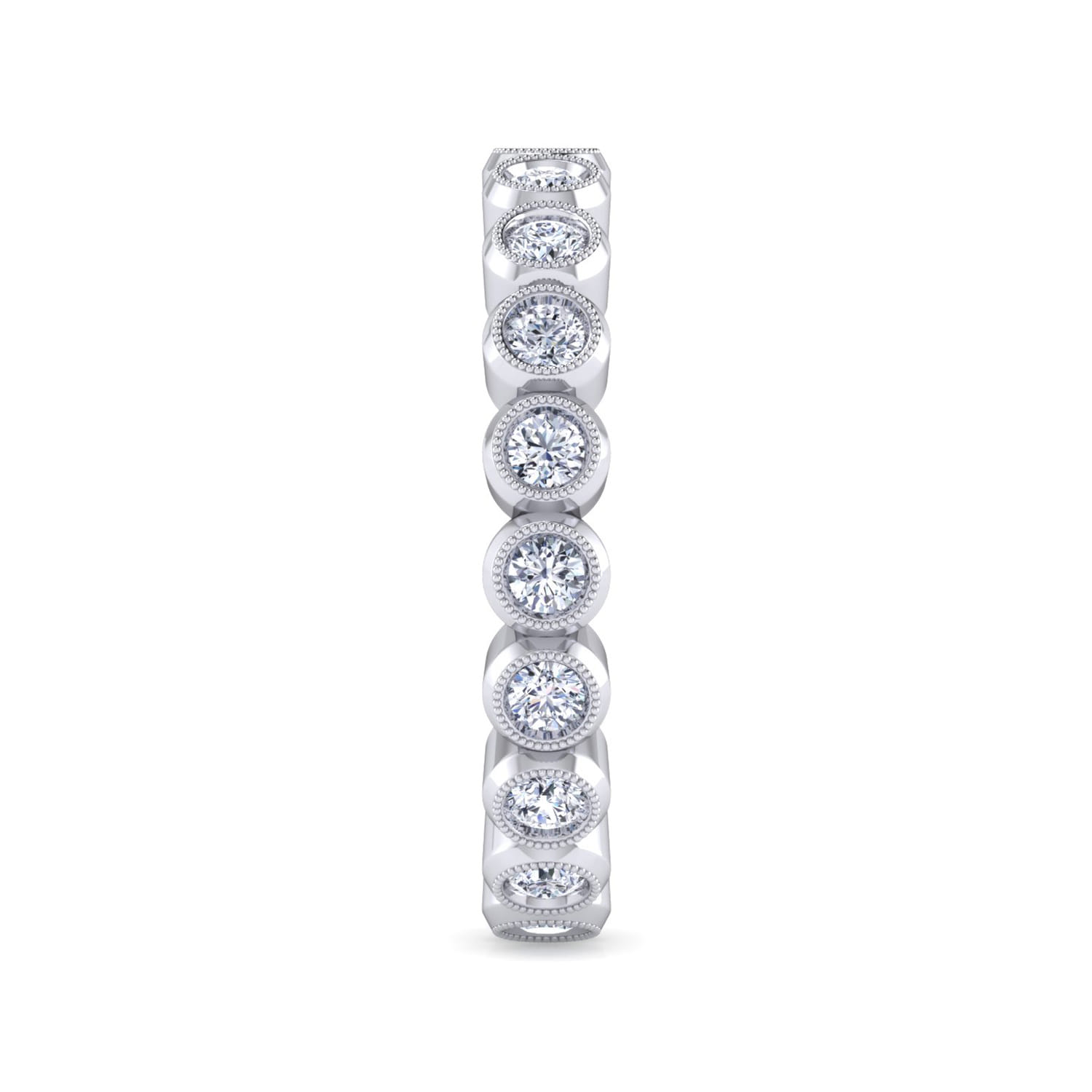 Eternity Band Wedding Ring in 14k White Gold with Round Natural Diamond at Gabriel & Co. - Shot 4