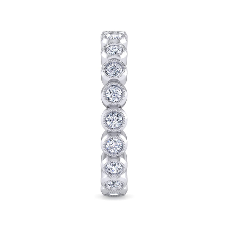 Eternity Band Wedding Ring in 14k White Gold with Round Natural Diamond at Gabriel & Co. - Shot 4