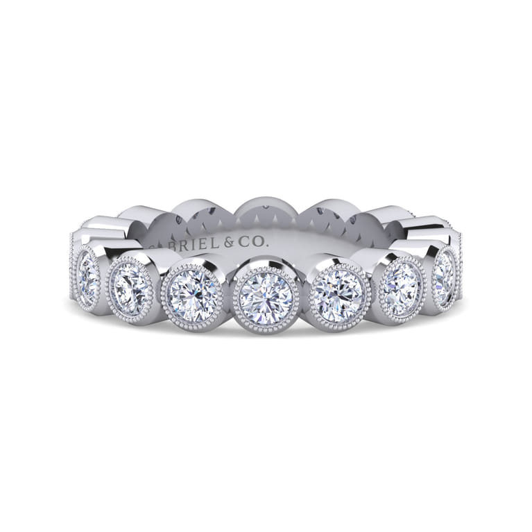 Eternity Band Wedding Ring in 14k White Gold with Round Natural Diamond at Gabriel & Co. - Shot 1
