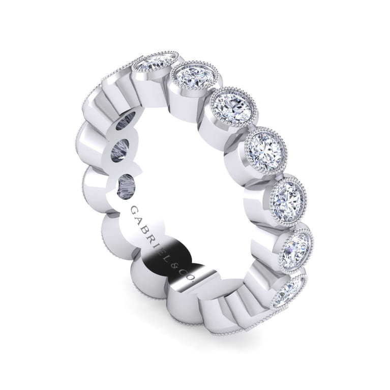 Eternity Band Wedding Ring in 14k White Gold with Round Natural Diamond at Gabriel & Co. - Shot 3