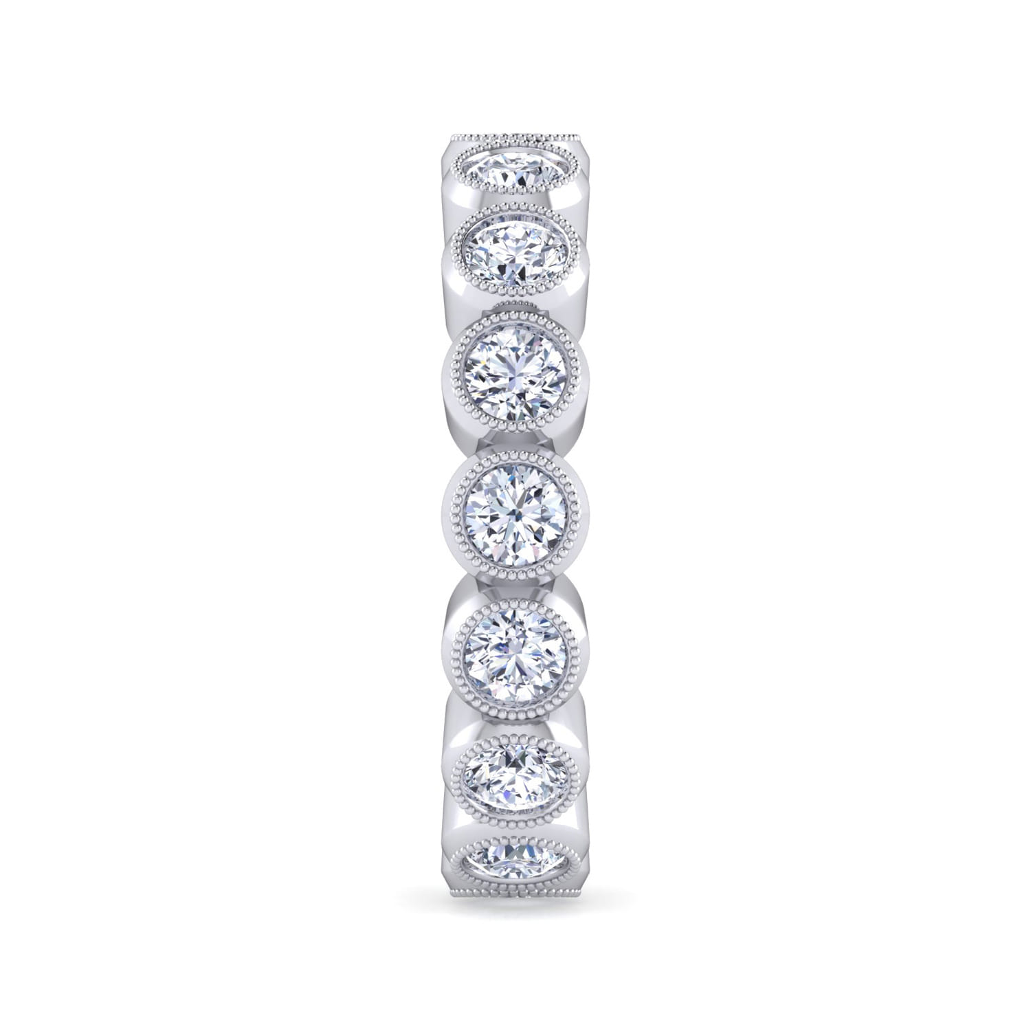 Eternity Band Wedding Ring in 14k White Gold with Round Natural Diamond at Gabriel & Co. - Shot 4