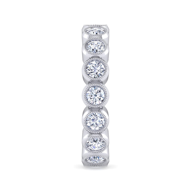 Eternity Band Wedding Ring in 14k White Gold with Round Natural Diamond at Gabriel & Co. - Shot 4