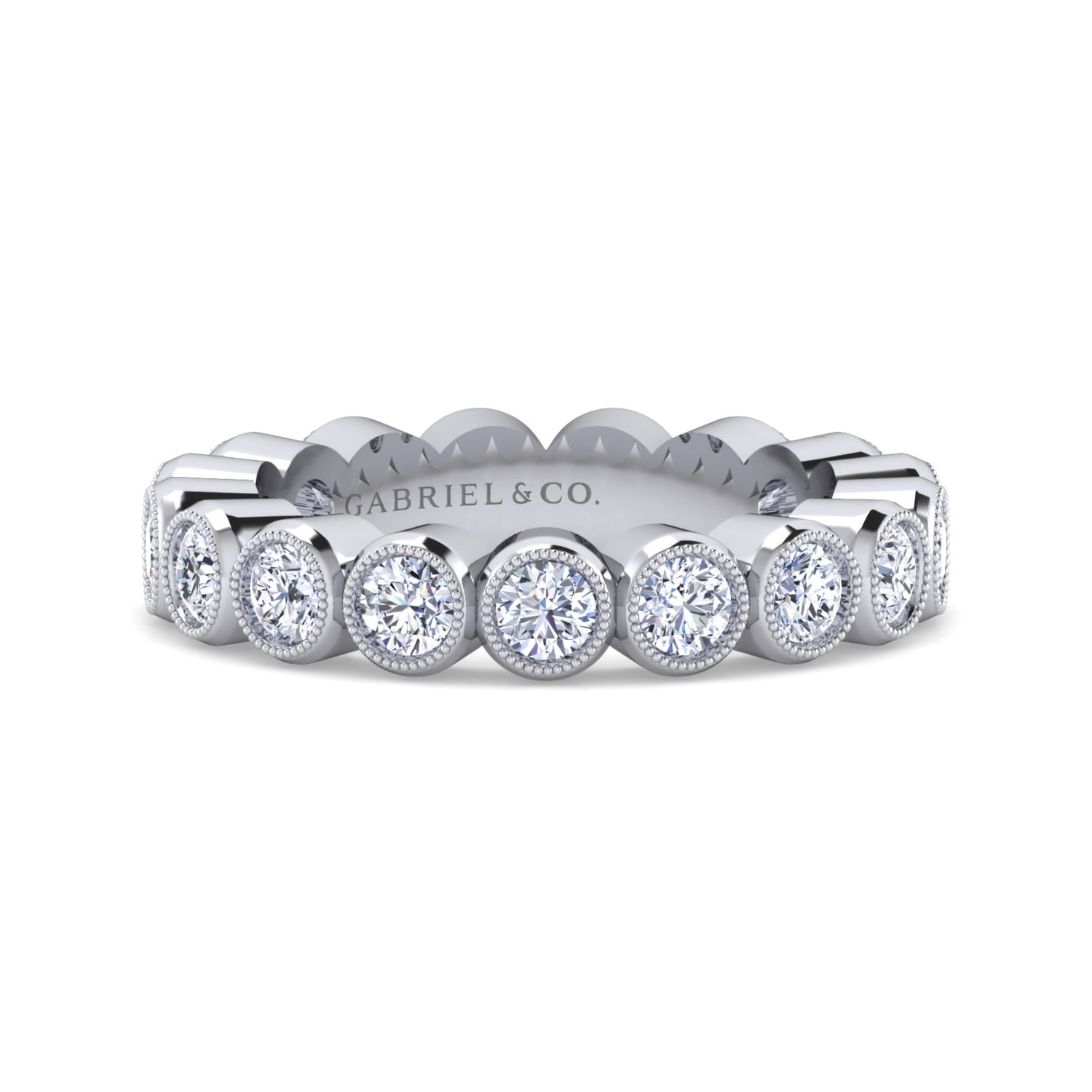 Eternity Band Wedding Ring in 14k White Gold with Round Natural Diamond at Gabriel & Co. - Shot 1