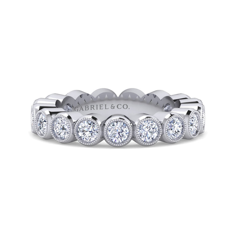 Eternity Band Wedding Ring in 14k White Gold with Round Natural Diamond at Gabriel & Co. - Shot 1
