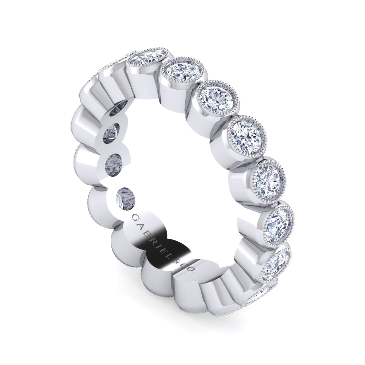 Eternity Band Wedding Ring in 14k White Gold with Round Natural Diamond at Gabriel & Co. - Shot 3