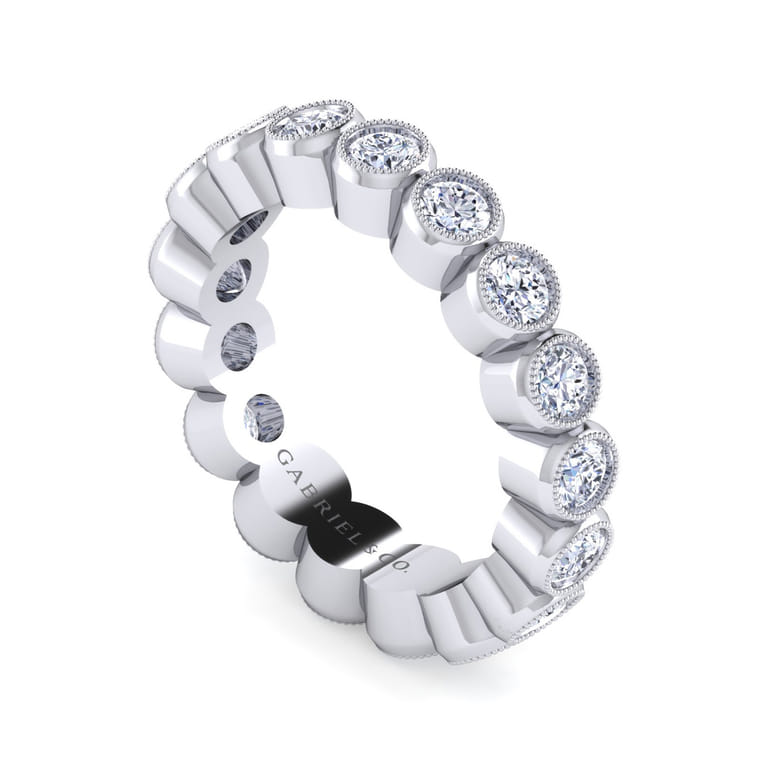 Eternity Band Wedding Ring in 14k White Gold with Round Natural Diamond at Gabriel & Co. - Shot 3