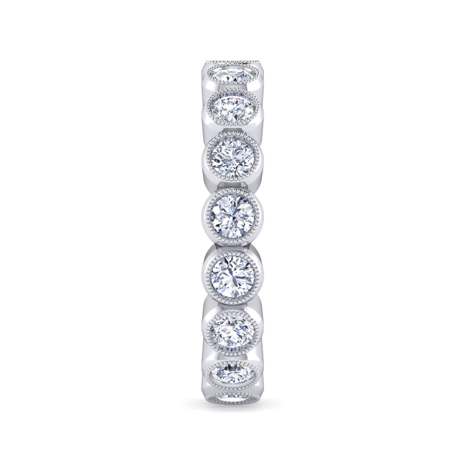 Eternity Band Wedding Ring in 14k White Gold with Round Natural Diamond at Gabriel & Co. - Shot 4