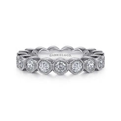 Athens - Vintage Inspired 14K White Gold Bezel Set Diamond Eternity Band