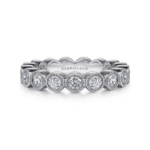 Athens - Vintage Inspired 14K White Gold Bezel Set Diamond Eternity Band