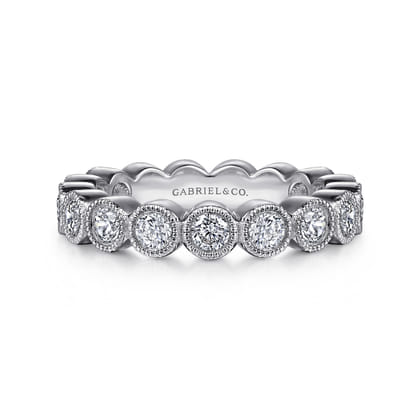 Athens - Vintage Inspired 14K White Gold Bezel Set Diamond Eternity Band