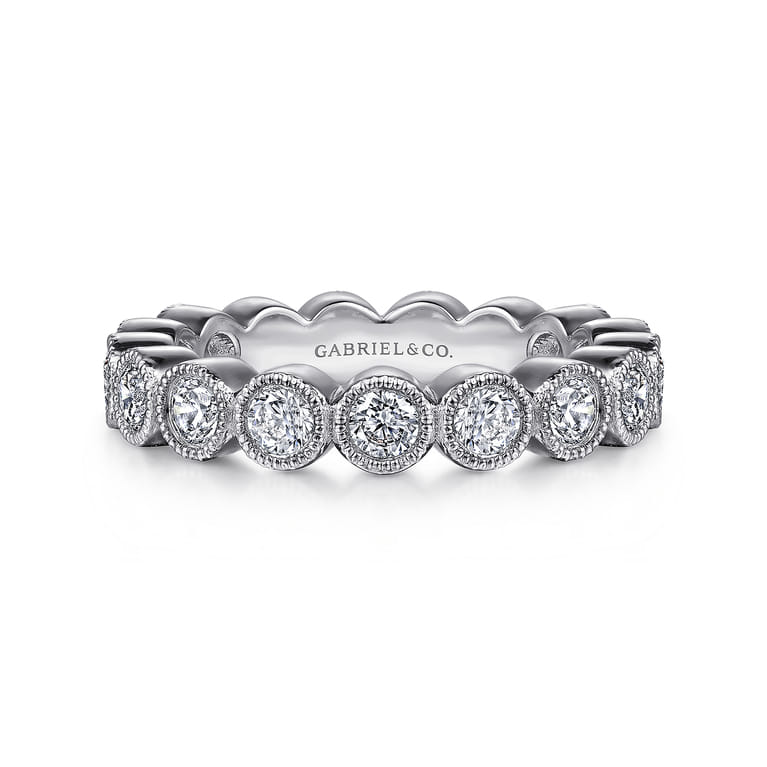 Eternity Band Wedding Ring in 14k White Gold with Round Natural Diamond at Gabriel & Co. - Shot 1