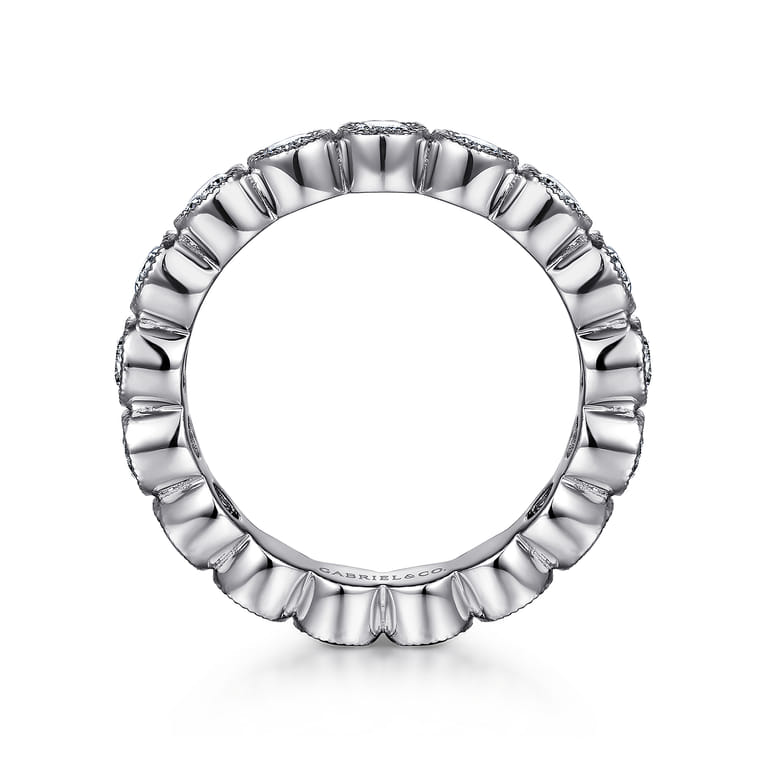 Eternity Band Wedding Ring in 14k White Gold with Round Natural Diamond at Gabriel & Co. - Shot 2