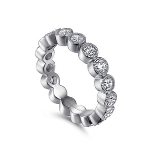 Athens - Vintage Inspired 14K White Gold Bezel Set Diamond Eternity Band