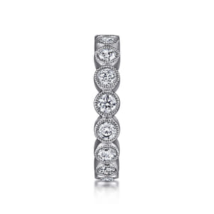 Athens - Vintage Inspired 14K White Gold Bezel Set Diamond Eternity Band