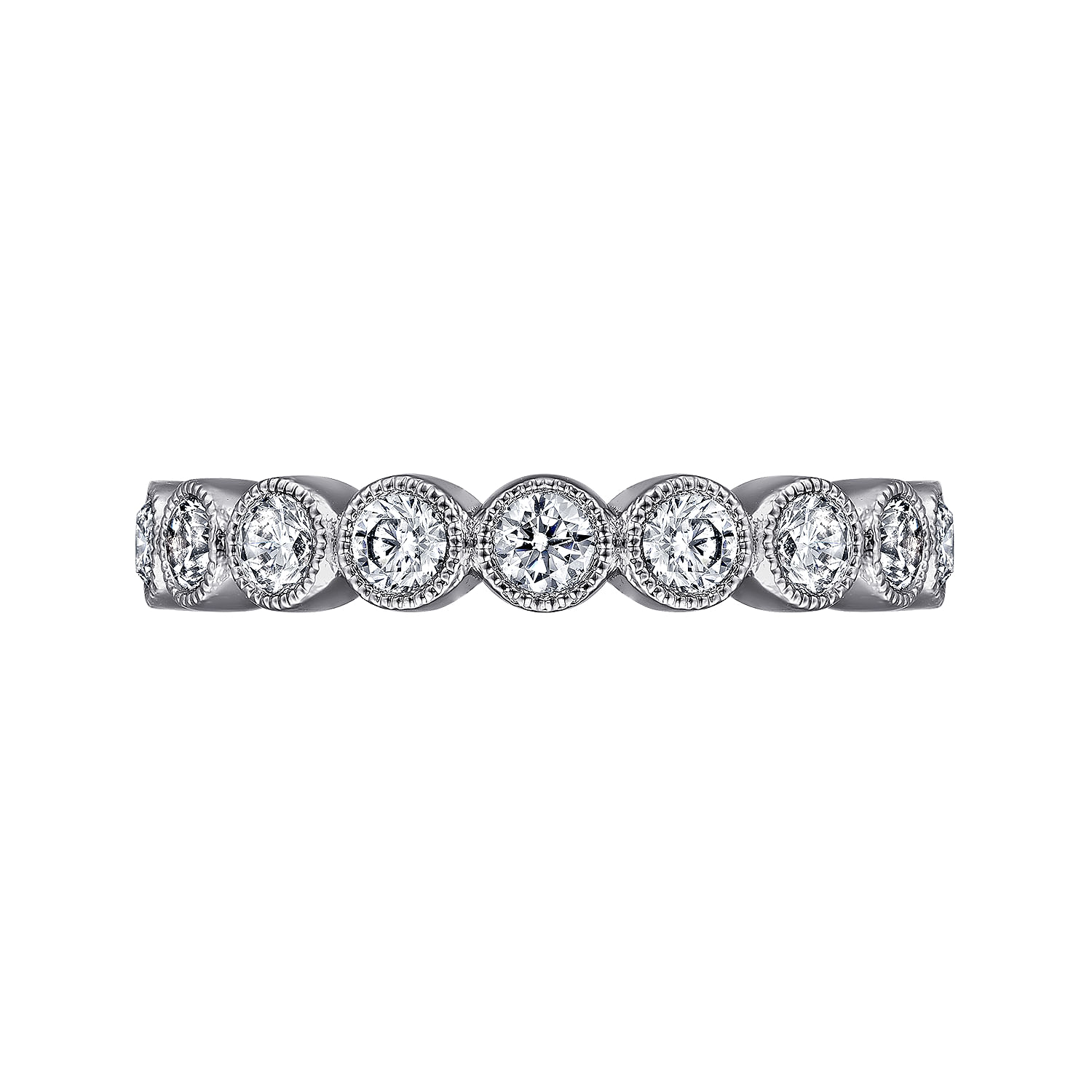 Athens - Vintage Inspired 14K White Gold Bezel Set Diamond Eternity Band