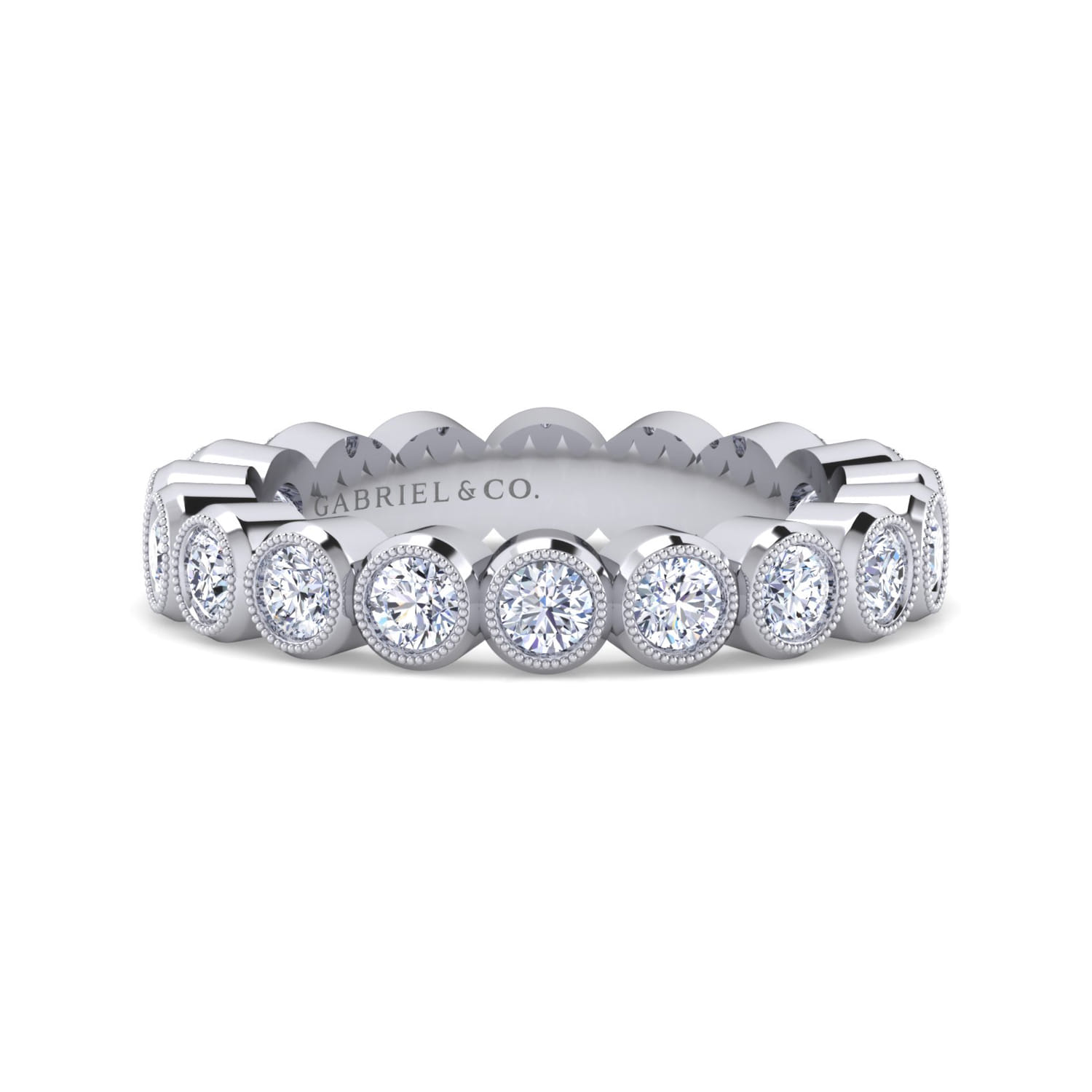 Eternity Band Wedding Ring in 14k White Gold with Round Natural Diamond at Gabriel & Co. - Shot 1