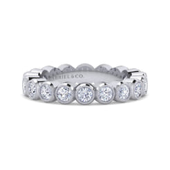 Athens - Vintage Inspired 14K White Gold Bezel Set Diamond Eternity Band