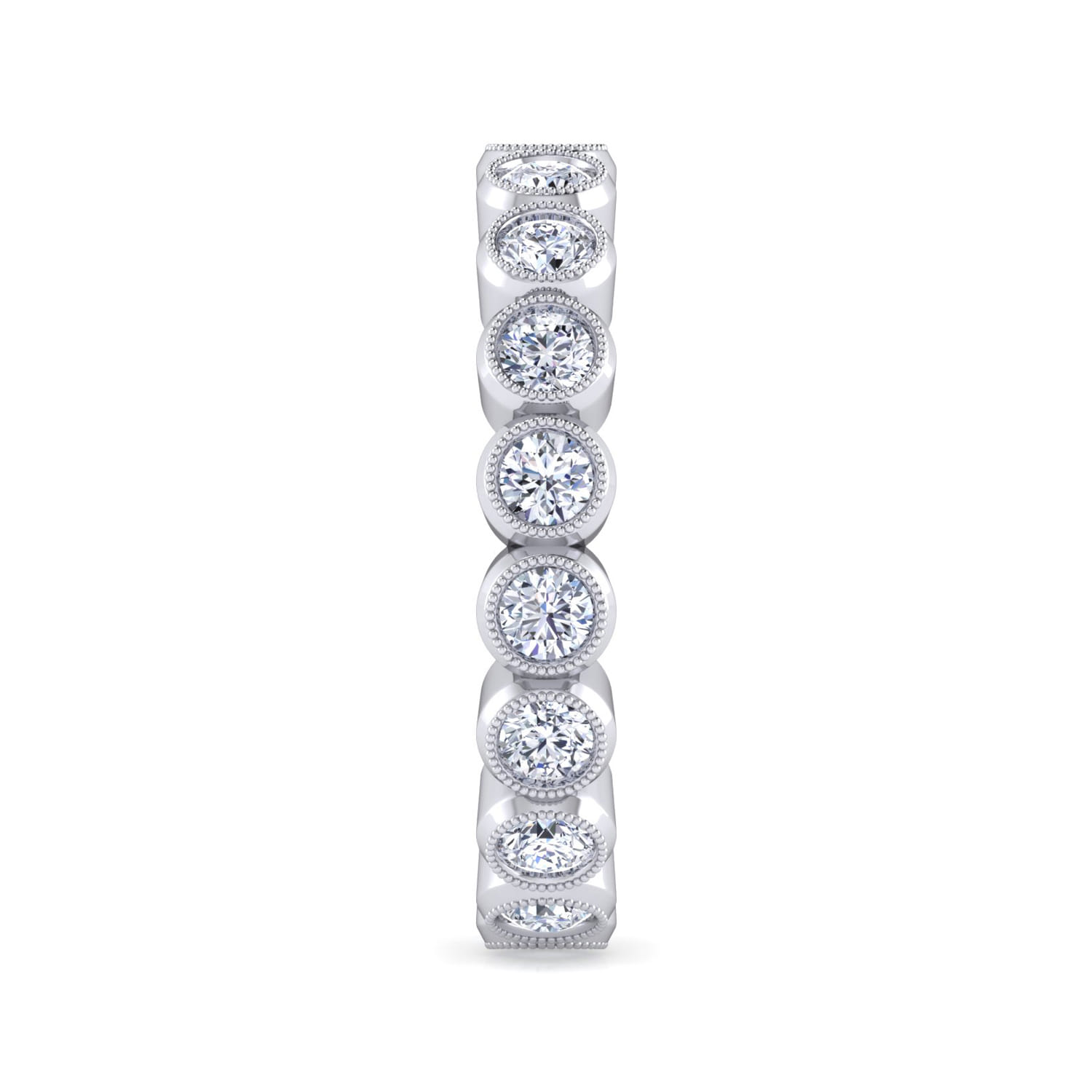 Eternity Band Wedding Ring in 14k White Gold with Round Natural Diamond at Gabriel & Co. - Shot 4